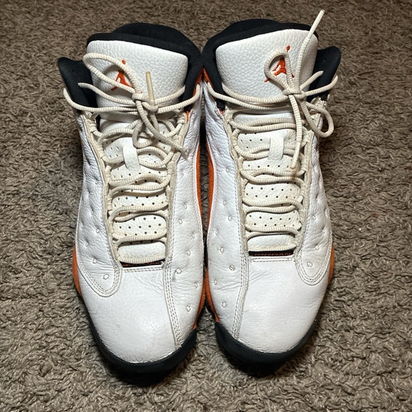 Jordan Men's White and Orange High-Top Sneakers - Picture 2 of 4